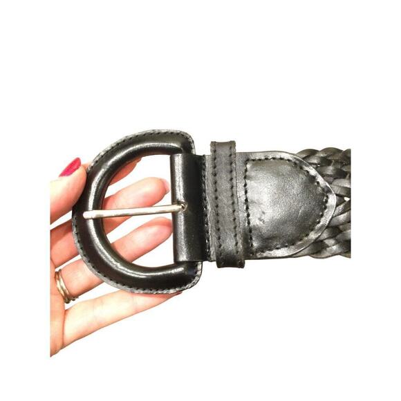 Vtg Womens Braided Leather Belt Size S Black Classic Preppy Western Retro 80s - Picture 4 of 10